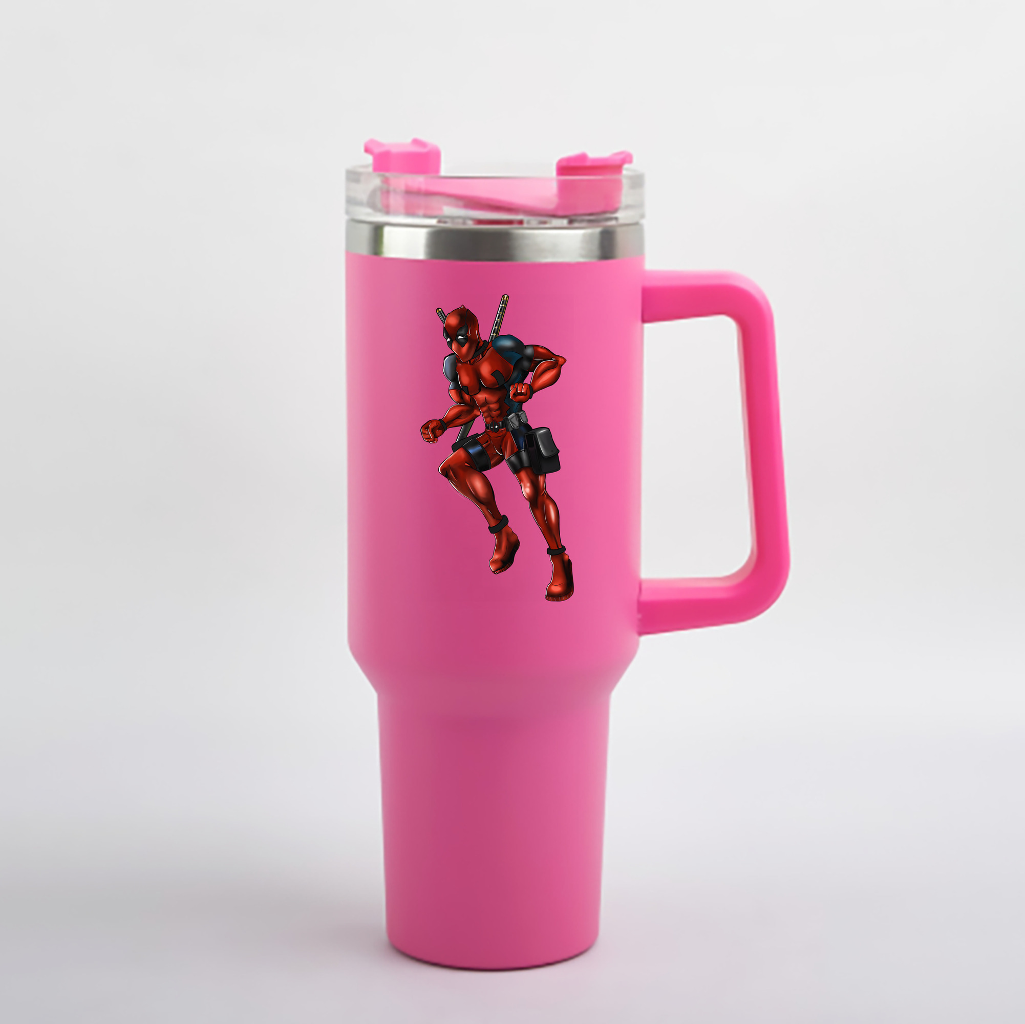 （画像用） Deadpool デッドプール 1200mL車用タンブラー - クリスタルステッカー（プラスチックストロー付き）